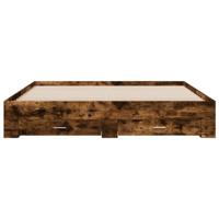 Bedframe met lades bewerkt hout gerookt eikenkleurig 200x200 cm - thumbnail