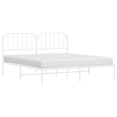 Bedframe met hoofdbord metaal wit 160x200 cm