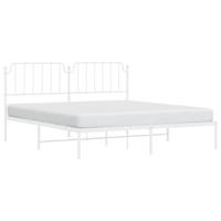 Bedframe met hoofdbord metaal wit 160x200 cm - thumbnail