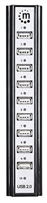 Manhattan USB-Hub USB 2.0-hub 10 poorten Zwart, Zilver