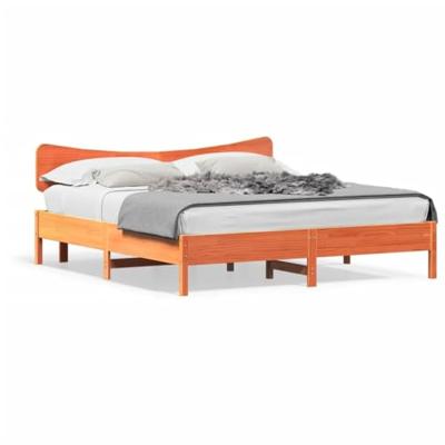 Bedframe zonder matras massief grenenhout wasbruin 200x200 cm