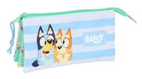 Pennenetui met 3 vakken Bluey Sisters Groen 22 x 12 x 3 cm - thumbnail