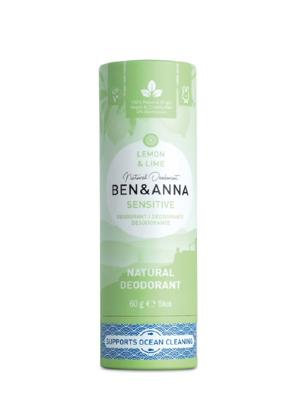 Ben & Anna Deodorant in papiertube - sensitive - lemon & lime - 60 gram