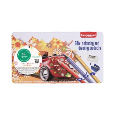 Tekenset bruynzeel super sixties kever 60 kleuren | 4 stuks