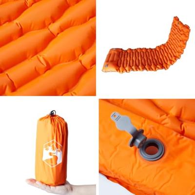 VidaXL Kampeermatras met kussen zelfopblazend 1-persoons oranje - thumbnail