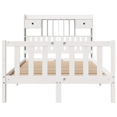Bed met boekenkast zonder matras grenenhout wit 135x190 cm - thumbnail