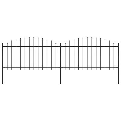 Tuinhek met speren bovenkant (1,25-1,5)x3,4 m staal zwart