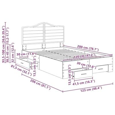 Bedframe met hoofdeinde Gerookt eiken 120 x 200 cm Bewerkt hout