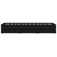 Bedframe met lades bewerkt hout zwart 90x190 cm - thumbnail