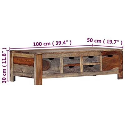 Salontafel 100x50x30 cm massief sheeshamhout grijs
