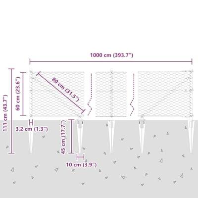 VidaXL Afrasteringspaal groen 10 x 0,6 m (36 mm gaas) staal en pvc