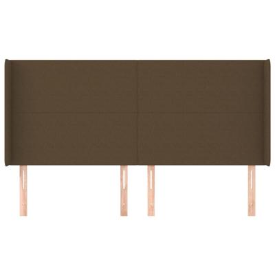 Hoofdbord met randen 203x16x118/128 cm stof donkerbruin