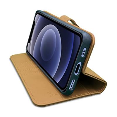 Høyde - Vegan lederen bookcase hoes - 100% Biologisch Afbreekbaar - iPhone 12 Mini - Cognac