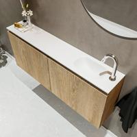 MONDIAZ TURE 120cm toiletmeubel washed oak. EDEN wastafel talc rechts 1 kraangat - thumbnail