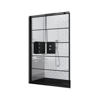 Inloopdouche Novellini Kuadra H Stripes 120x200 cm Helder Glas Mat Zwart Profiel - thumbnail