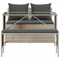 3-delige Tuinset met kussens poly rattan lichtgrijs - thumbnail