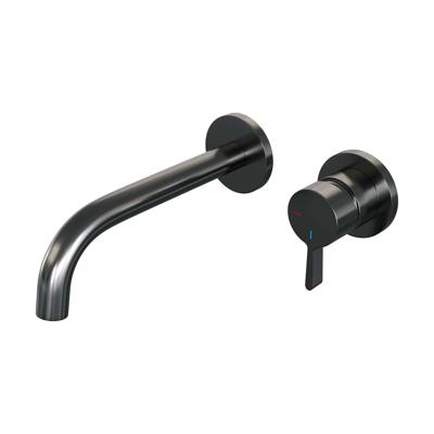 Brauer Gunmetal Edition Wastafelmengkraan inbouw - gebogen uitloop links - hendel middel dik - model E 1 - PVD - geborsteld gunmetal 5-GM-004-B1-65