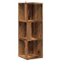 Hoekkast 33x33x100 cm bewerkt hout oud houtkleurig - thumbnail