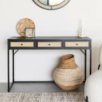 ZILT Sidetable 'Abraham' Hout en rotan, 120cm - thumbnail