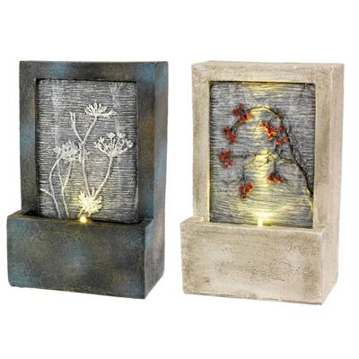 LED poly fontein met bloem 9.5x15x23cm