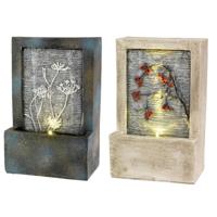 LED poly fontein met bloem 9.5x15x23cm - thumbnail