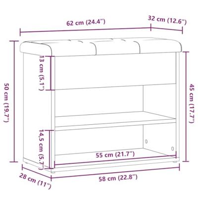 Schoenenbank 62x32x50 cm bewerkt hout artisanaal eikenkleur