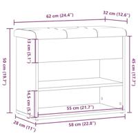Schoenenbank 62x32x50 cm bewerkt hout artisanaal eikenkleur - thumbnail