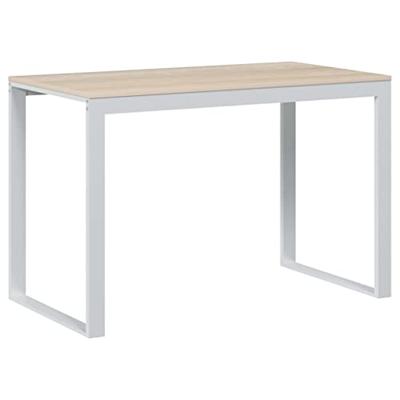 Computerbureau 110x60x73 cm spaanplaat wit en eikenkleurig