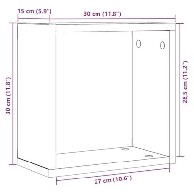 Wandschappen kubus 6 st 30x15x30 cm bewerkt hout zwart eiken