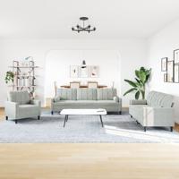 4-delige Loungeset met kussens en bolsters fluweel lichtgrijs - thumbnail