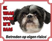 Shih Tzu Zwart Wit Waakbord - thumbnail