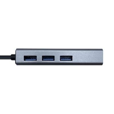 AISENS - A109-0396 USB3.1 Gen1 USB-C naar Gigabit Ethernet 10/100/1000 Mbps + Hub 3xUSB3.0, grijs, 15 cm