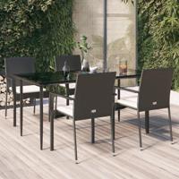 5-delige Tuinset met kussens poly rattan zwart - thumbnail