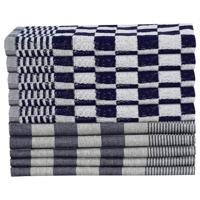 10-delige Keukendoekenset katoen blauw en wit - thumbnail