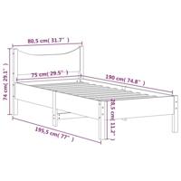 Bedframe massief grenenhout wasbruin 75x190 cm - thumbnail