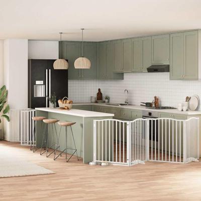 Hondenhek inklapbaar met deur 12 panelen 960cm populierhout wit