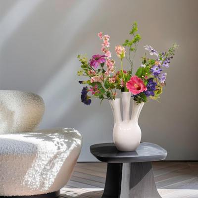 Handgebonden Kunstboeket Aurora Nice - Rose/Paars - Met Tuitvaas