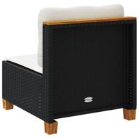 Tuinbank zonder armleuning met kussens poly rattan zwart - thumbnail