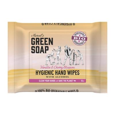Marcel's Green Soap Hand wipes vanilla & cherry blossom bio 15 Stuks