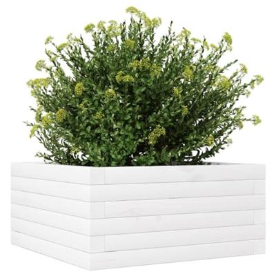 VidaXL Plantenbak 50x50x23 cm massief grenenhout wit VidaXL Plantenbak 50x50x23 cm massief grenenhout wit