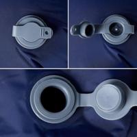 VidaXL Kampeermatras met kussen opblaasbaar 1-persoons marineblauw - thumbnail