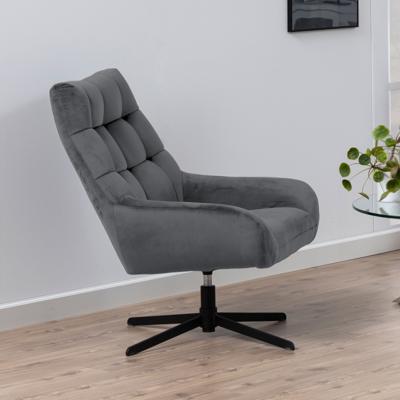 Sohome Draaifauteuil 'Nela' Velvet, kleur Donkergrijs Sohome Draaifauteuil 'Nela' Velvet, kleur Donkergrijs