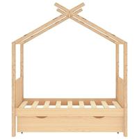 Kinderbedframe met lade massief grenenhout 70x140 cm - thumbnail