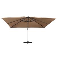 VidaXL Zweefparasol met led en aluminium paal 400x300 cm taupe - thumbnail