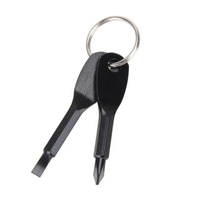 Outdoor draagbare 2 in 1 sleuven + Philips schroevendraaier set tool met sleutelhanger (zwart)