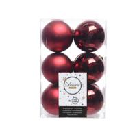 Decoris kerstballen plastic 12st ossenbloed 6cm - thumbnail
