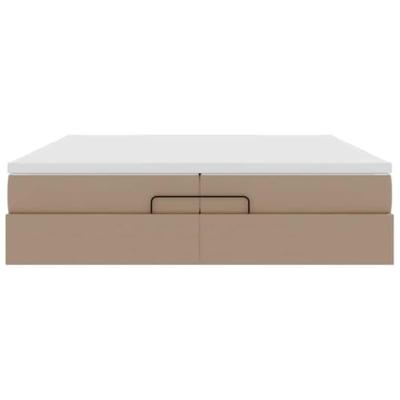 Ottoman bed met matrassen 200x200cm kunstleer cappuccinokleurig