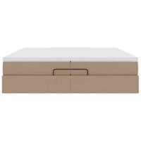 Ottoman bed met matrassen 200x200cm kunstleer cappuccinokleurig - thumbnail