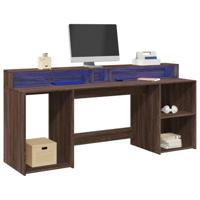 Bureau met LED-verlichting 200x55x91 cm hout bruin eikenkleurig - thumbnail