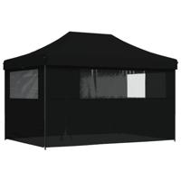 Partytent inklapbaar pop-up met 4 zijwanden zwart - thumbnail